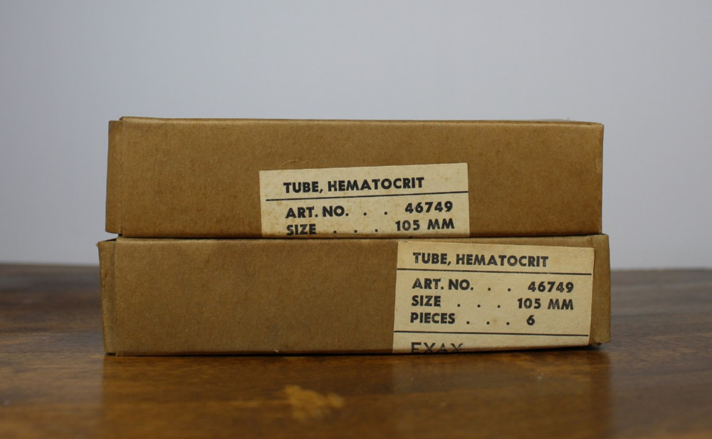 Vintage EXAX Hematocrit Tubes – No. 46749 – 105mm – Medical Labware – 2 Boxes