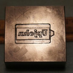 1976 UPJOHN Pharmaceutical Adv Key Fob STEEL STAMPING DIE Robbins RX49