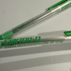 Claritin-D Drug Rep BIC Collectible Pens, Set Of 2, Claritin Shape – Dried Ink