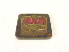 VINTAGE WHITEHALL PHARMACAL CO. ANACIN TABLETS YELLOW EMPTY TIN NO TABLETS USED