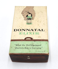 Empty DONNATAL Cardboard Box A H Robbins Apothecary Pharmacy Phenobarbital 5″