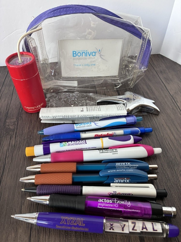 Lot of Pharmaceutical Rep Drug Pens Promo Items Xyzal Boniva Allegra Mobic Amrix