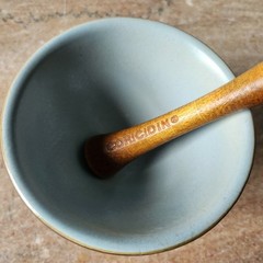 Schering Pharmaceutical Coricidin Promotional Brown Ceramic Mortal Wood Pestal