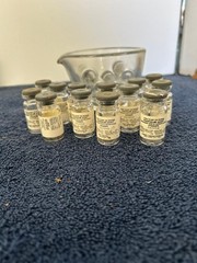 17 Phospholine Iodide Eye Drops glass Dessicant bottles & Rx glass mortar EMPTY