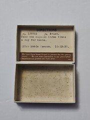 Vintage 1937 Cardboard Paper Pharmacy Prescription Drug Pill Box Browns Yakima