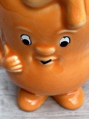 Actos Anthropomorphic Ceramic Mug Pharmaceutical Medical Stomach orange