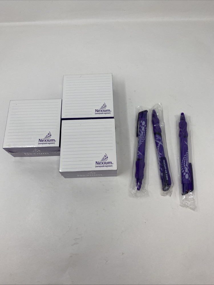 NEXIUM Drug Rep Pharmaceutical Collectible Pens x 3 + 3 Notebooks RARE