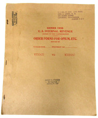 Series 1936 U.S. Internal Revenue OPIUM ORDER FORMS book from 1949 wb