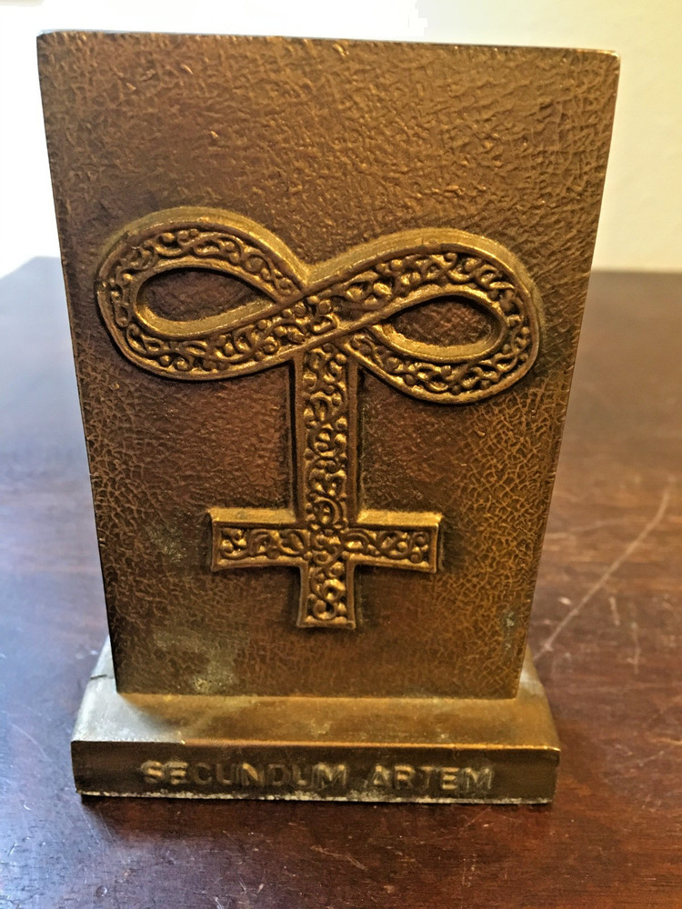 1979 Vintage Brass Pharmacy Stand, Paperweight, Tinactin, Secundum Artem