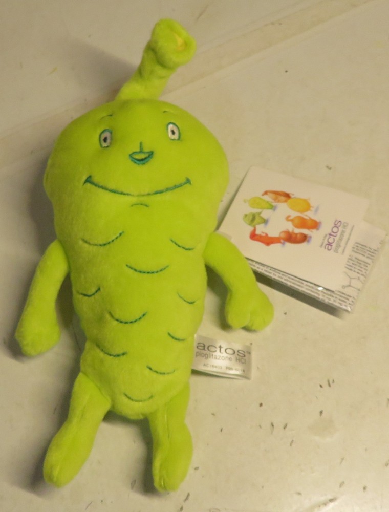 Pancreas Organ Actos Pioglitazone 8″ PLUSH Diabetes Steven Smith Bean Promo NOS