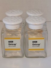 Lot Of 4 Vintage Upjohn Unicap Multivitamins Empty Bottles Collectible Jars Drug