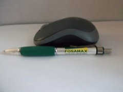 Fosamax Promotional Pen Mixed Metal w/Rubberized Grip–Medium Weight– Scratches