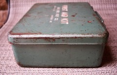 VTG Metal First Aid Kit Box BLUE BIRD BODY CO. Coach Heavy Steel #116 Bluebird