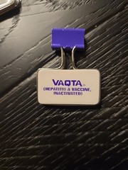 Vintage VAQTA Metal Paper Binder Clips Bag w/ 8 Clips Pharmaceutical Promo RARE