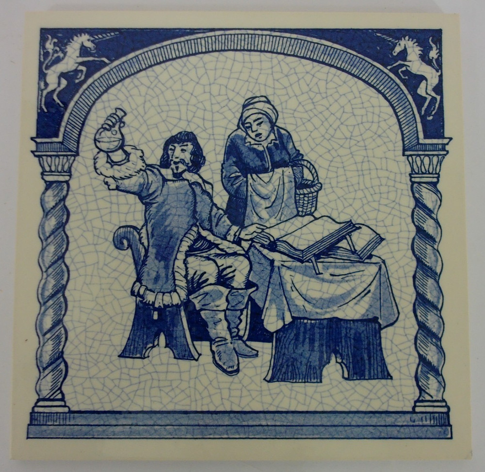 Burroughs Wellcome Delft Holland Pharmacy Blue&White Pill Tile The Homours #21