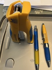 Pharmaceutical Promotional Metal Pens 2 and Stapler 1 Used Good Condition