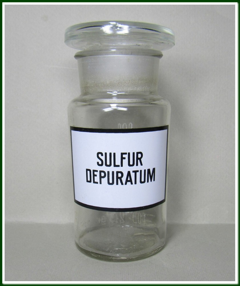 Vintage Medical Science Glass Bottle,Germany,SULFUR DEPURATUM