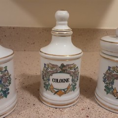 Set of 3 Vintage Ceramic Apothecary Pharmacy Jars with Lids