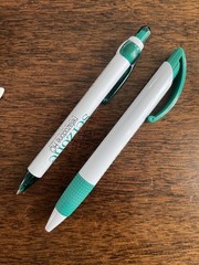 Lot of 2 Drug Rep Serzone Medical Pharmaceutical Pens White Green Grip Working