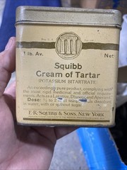 Rare: Vintage Tin Squibb: Cream Of Tartar Sodium Bicarbonate 1lb Tin