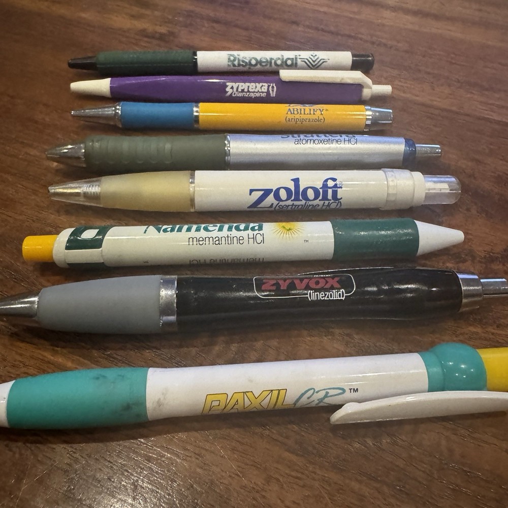 Pharmaceutical Medical Promo Pen Drug Rep Zoloft Paxil Zyvok Namenda Zyprexa Lot