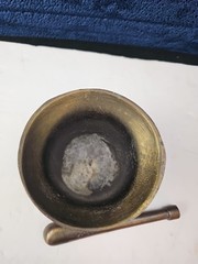 Vintage Brass Coricidin Mortar & Pestle Heavy RARE UNIQUE