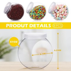 Sunnyray 8 Pcs 51 oz Plastic Candy Jars with Lids Plastic Candy Jars for Cand…