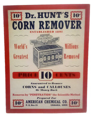 Dr. Hunt’s Corn Remover Vtg Adv Display Poster American Chemical Co. Urbana Ohio