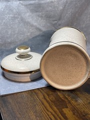 Ceramic Apothecary Pharmacy Jar Lythrum Salicaria Lidded Canister