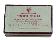 Vintage Topeka Kansas SEACREST Drug Co. Pharmacy Pill Prescription Box