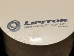 Lipitor Pharma Drug Rep Sticky Note Pad & Blue Acrylic Desk Holder