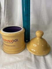 Vtg GLUCOPHAGE XR Pharmaceutical Advertisement Yellow Lidded Urn Apothecary Jar