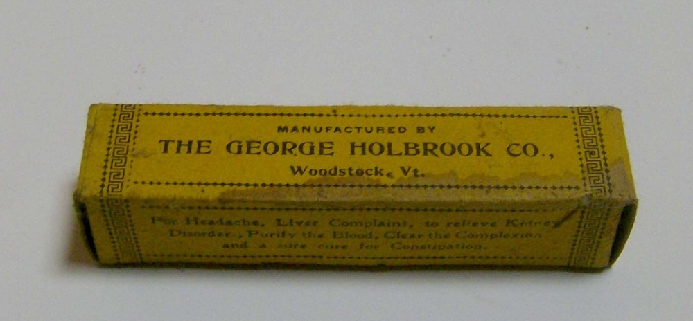 antique 1900s pharmaceutical box PATOKA LIVER PILLS Woodstock Vermont medical
