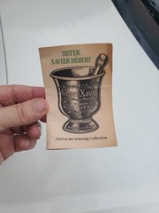 Bronze sister St. Francis Xavier Hebert mortar and pestle schering corp 1985