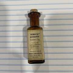 Vintage Abbott Nembutal pentobarbital empty bottle, rare pharmacy medication