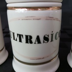 Vintage Style Porcelain European Script Apothecary Jar Set/3
