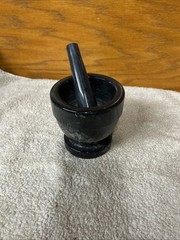 Vintage 1960′ Gray Italian Marble Mortar & Pestle-Very Good