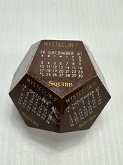Vintage Advertising Squibb Mysteclin-F Medicine Paperweight Calendar 1961 Brown