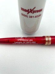 VTG MedXpress Capsule Highlighter with Red & Gold Ballpoint Drug Rep Promo Pen