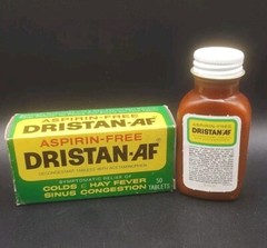 NOS 80’s Vintage Dristan-AF Aspirin Free Medicine 50 ~ Plastic Bottle HTF Rare