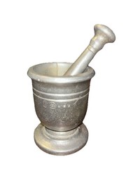 Vintage Wilton Armetale Mortar and Pestle Set Stamped RWP USA Apothecary