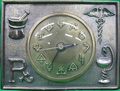 Orig Vintage Medical Pharmaceutical Desk Clock w/Flip Address File 1950s-60s