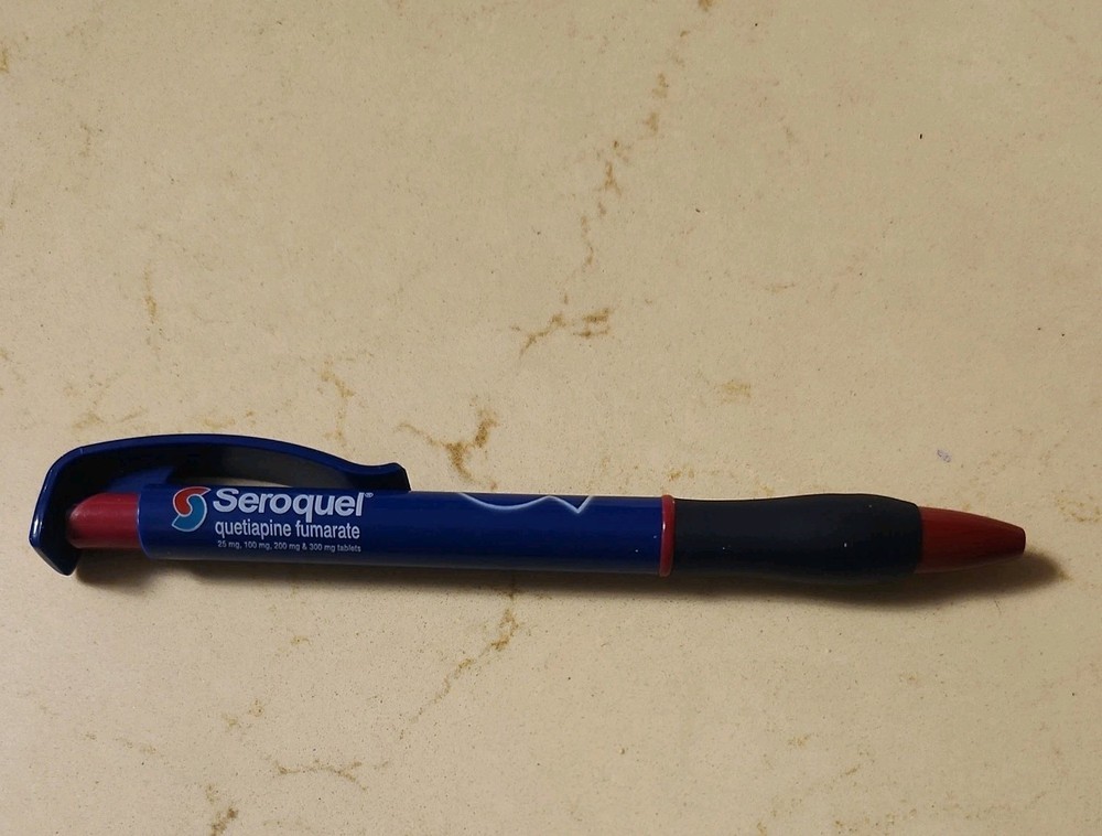 Seroquel Drug Rep Pen, Pharma Promo Advertising, Purple & orange. NEW in plastic