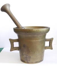 Brass Mortar and Pestle, 6 1/4″ in diameter 6″ tall
