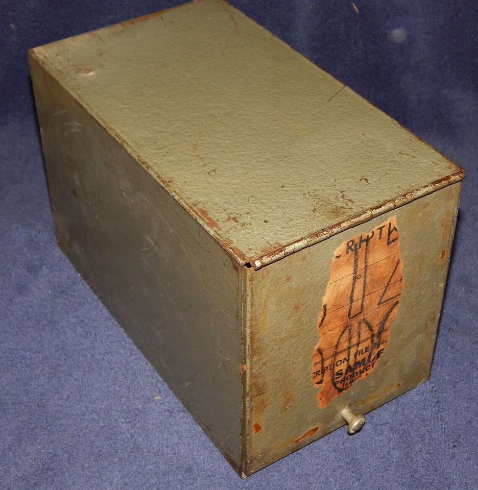 1950s Pharmacy Prescription Metal Box hinged door Lexington Ky