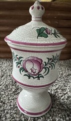 Vtg Apothecary Pharmacy Ceramic Jar “Pil Termini” ATH Western Germany Floral