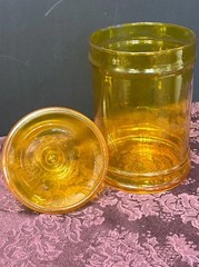 Apothecary jar Yellow Glass 6.5″ Candy Container EUC