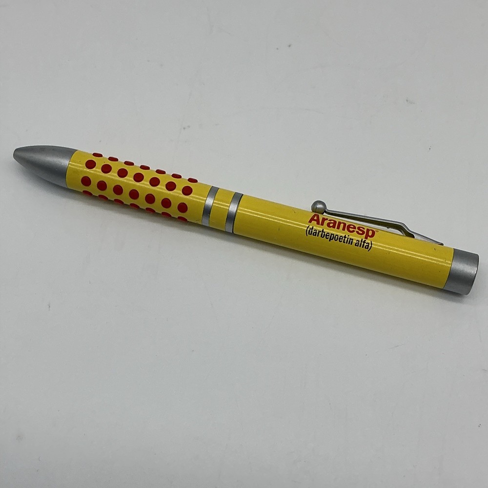 Aranesp Yellow Pharmacy Drug Rep Pen – Metal pen – Writes Black Ink