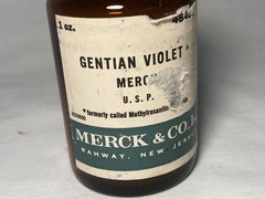 c1950s Merck, Merck Gentian Violet Merck & Co. Rahway, N.J., Medicine Bottle