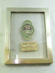 Vintage Burt E. Moritz Druggist -Oriental Balm, Rose Water Bottle Labels & Frame